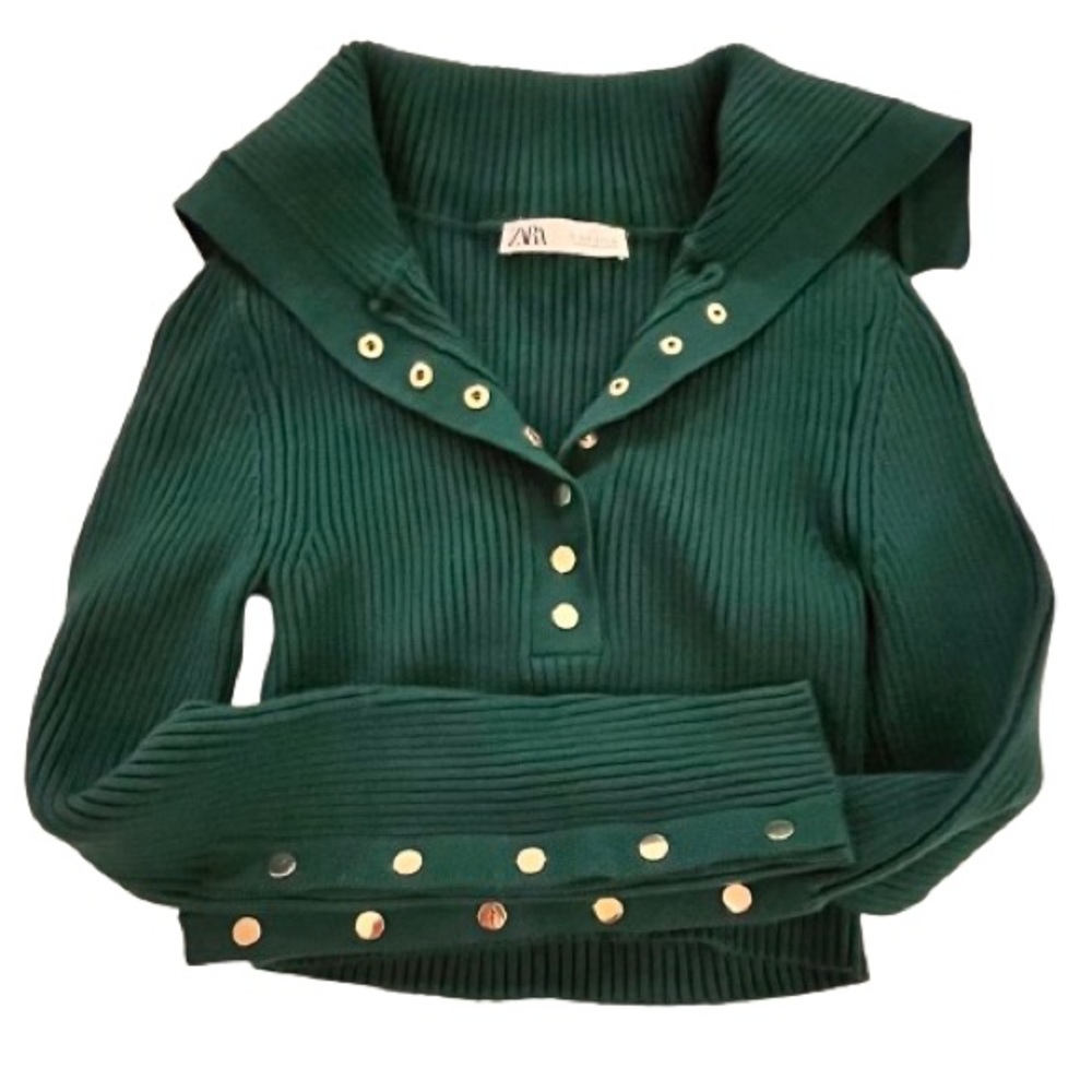 Zara-Lapel Solid Ribbed Knitwear Cropped Sweater
